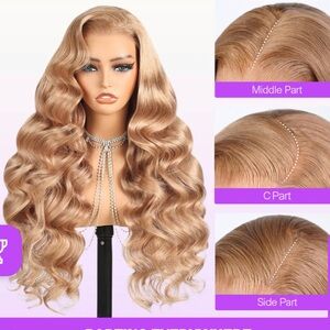 Milk tea brown human hair 6x5 Pre Cut Glueless, 18 inch wig